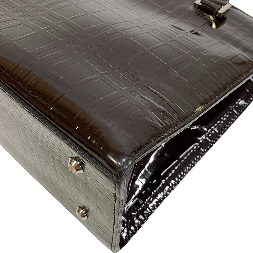 BURBERRY Handbag enamel Brown Embossed Check