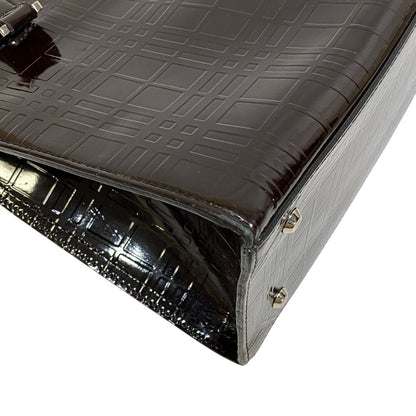 BURBERRY Handbag enamel Brown Embossed Check