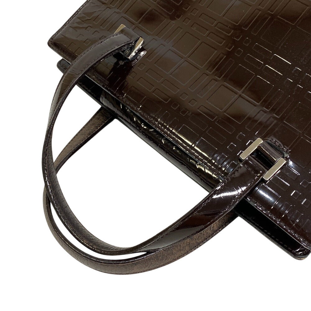 BURBERRY Handbag enamel Brown Embossed Check
