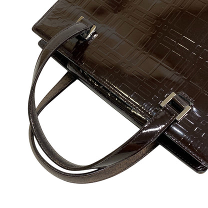 BURBERRY Handbag enamel Brown Embossed Check