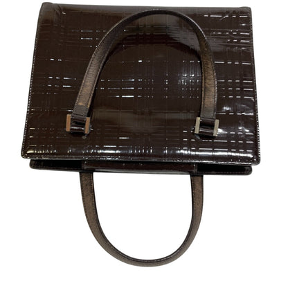 BURBERRY Handbag enamel Brown Embossed Check