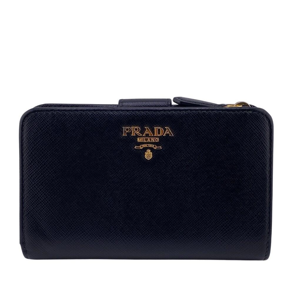 PRADA Bifold Wallet leather black Safiano