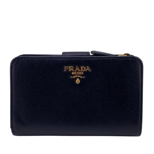PRADA Bifold Wallet leather black Safiano