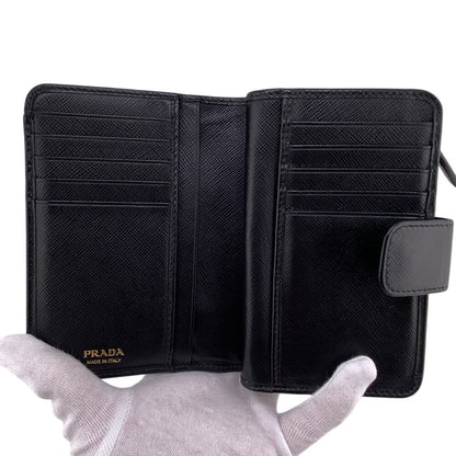 PRADA Bifold Wallet leather black Safiano