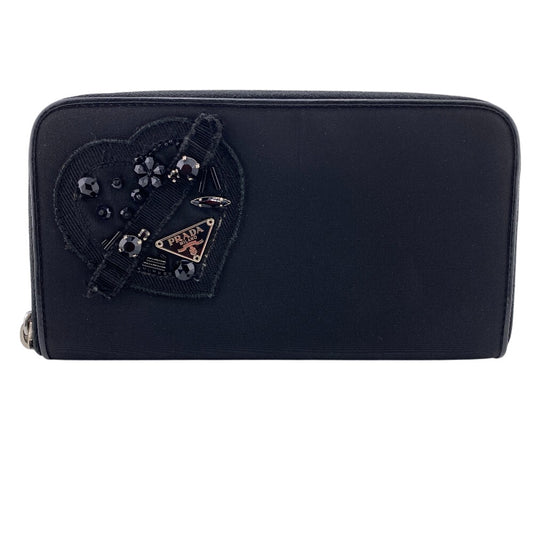 PRADA Long Wallet Purse Nylon black Test Heart Jewel Wallet
