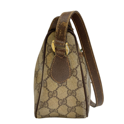 GUCCI Shoulder Bag 89 02 032 PVC coated canvas Brown Sherry GG