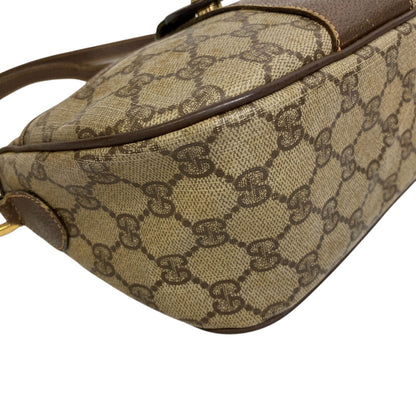 GUCCI Shoulder Bag 89 02 032 PVC coated canvas Brown Sherry GG