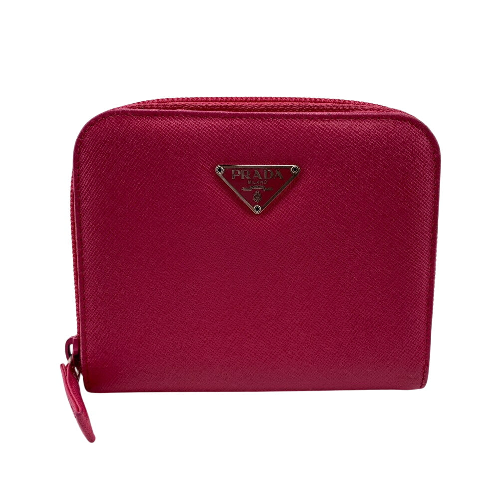 PRADA Bifold Wallet M605 leather pink Safiano Zip wallet