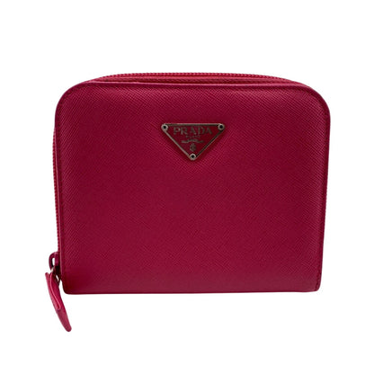 PRADA Bifold Wallet M605 leather pink Safiano Zip wallet