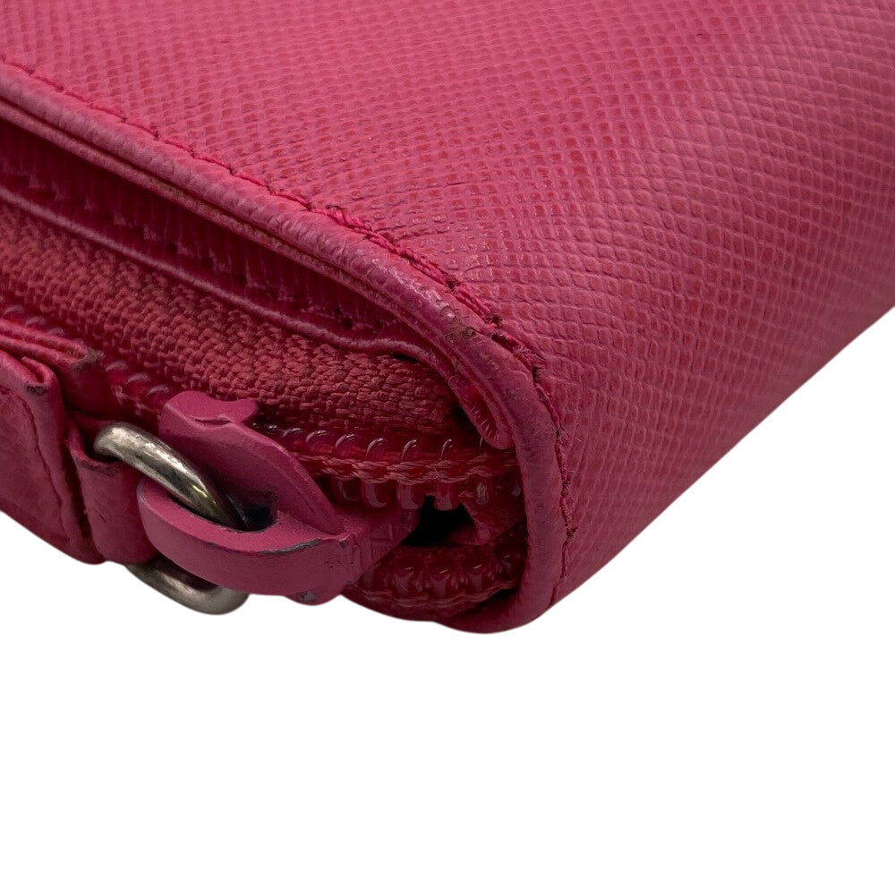 PRADA Bifold Wallet M605 leather pink Safiano Zip wallet