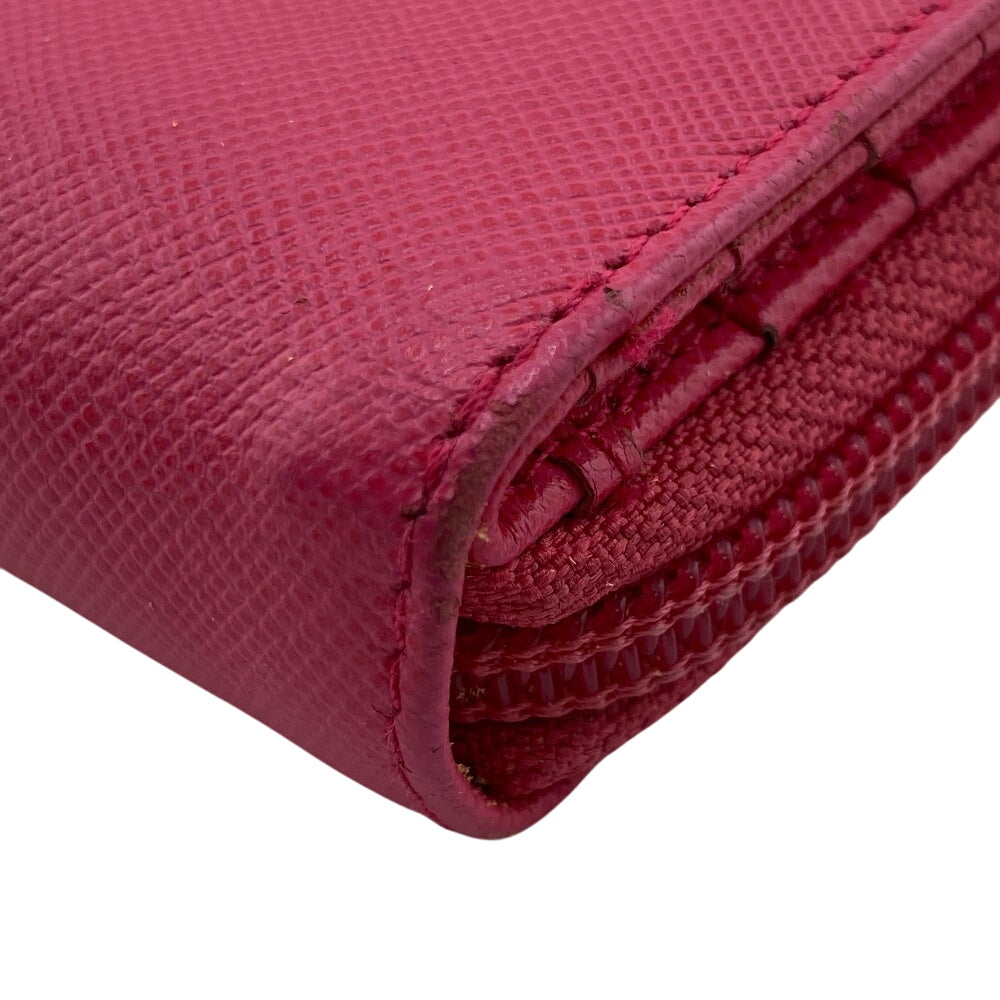 PRADA Bifold Wallet M605 leather pink Safiano Zip wallet