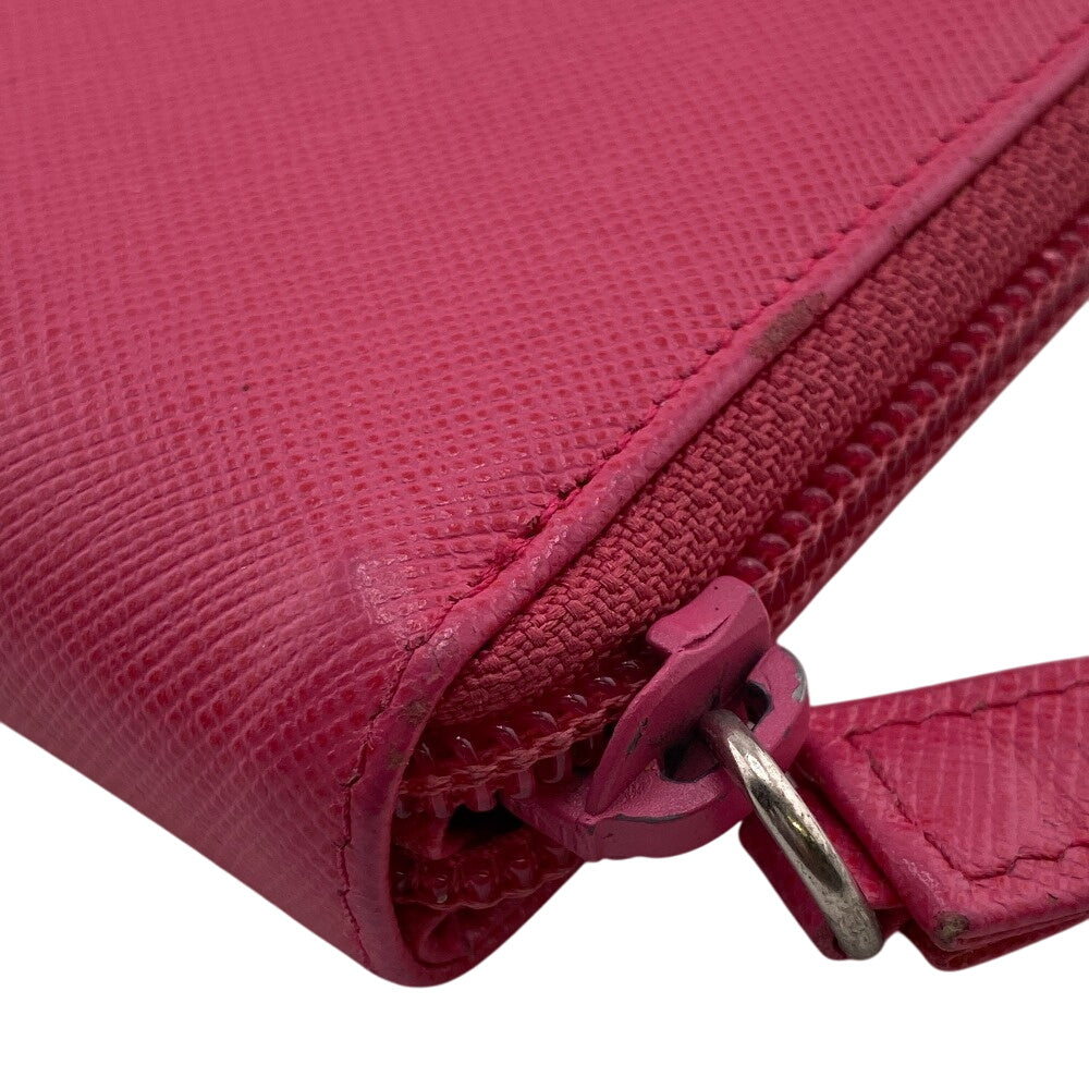 PRADA Bifold Wallet M605 leather pink Safiano Zip wallet
