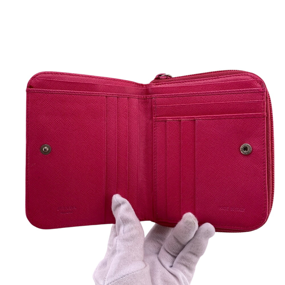 PRADA Bifold Wallet M605 leather pink Safiano Zip wallet