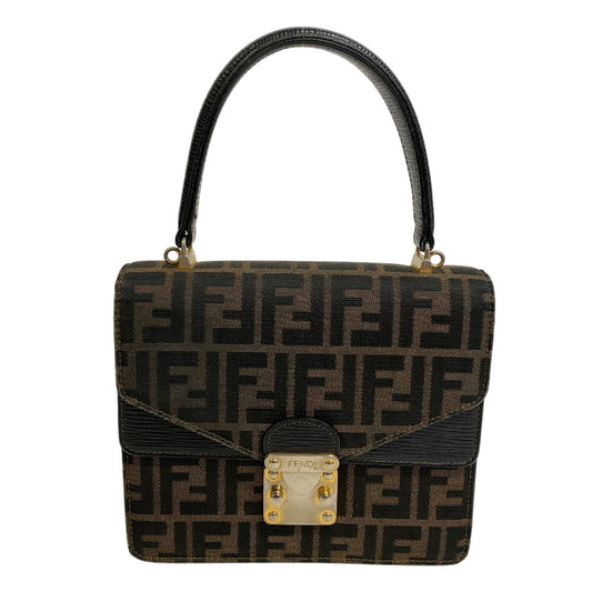 FENDI Handbag canvas Brown Zucca