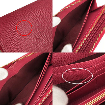 PRADA Long Wallet Purse 1ML506 Embossed leather pink Zip Around Safiano