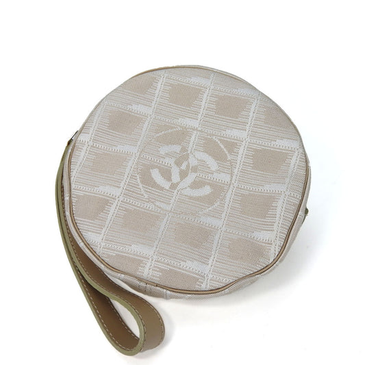 CHANEL Pouch Jacquard nylon beige New travel line