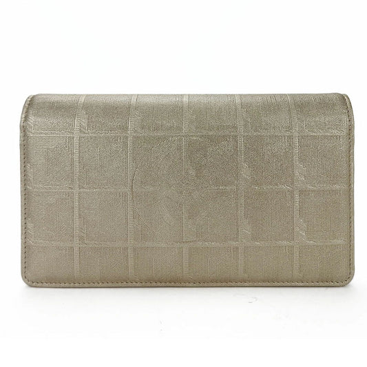 CHANEL Long Wallet Purse Jacquard nylon gold New travel line