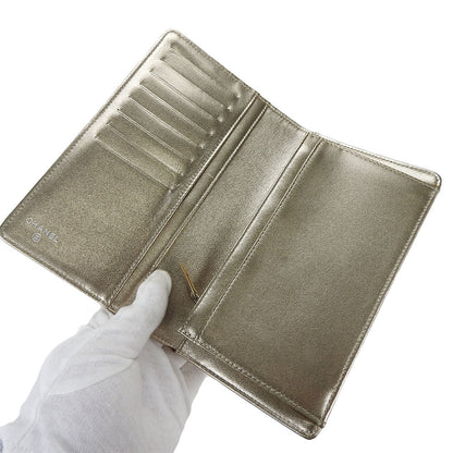 CHANEL Long Wallet Purse Jacquard nylon gold New travel line