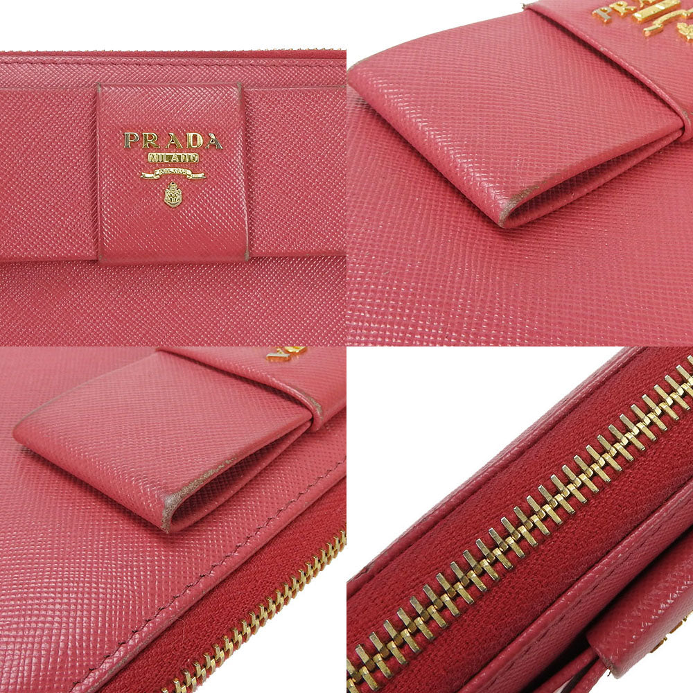 PRADA Long Wallet Purse 1ML506 Embossed leather pink Safiano