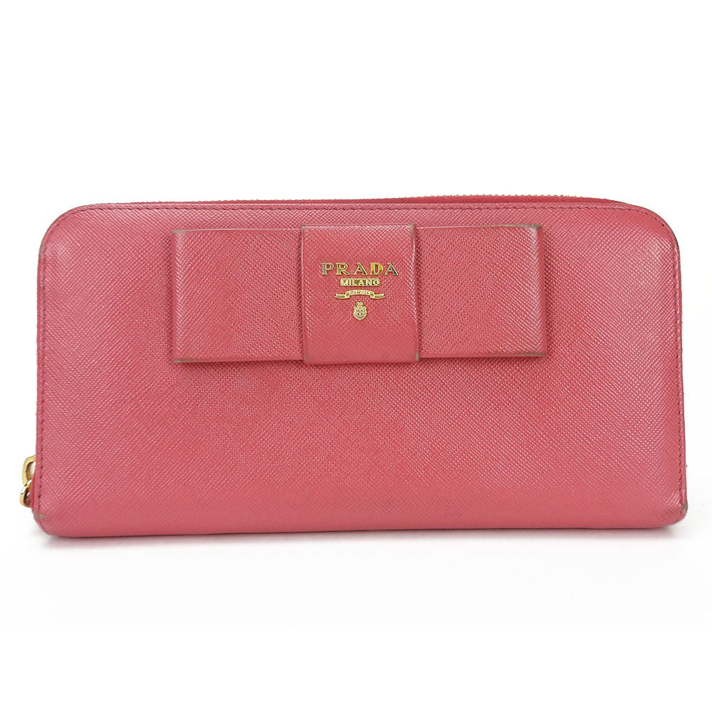 PRADA Long Wallet Purse 1ML506 Embossed leather pink Safiano