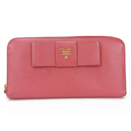 PRADA Long Wallet Purse 1ML506 Embossed leather pink Safiano
