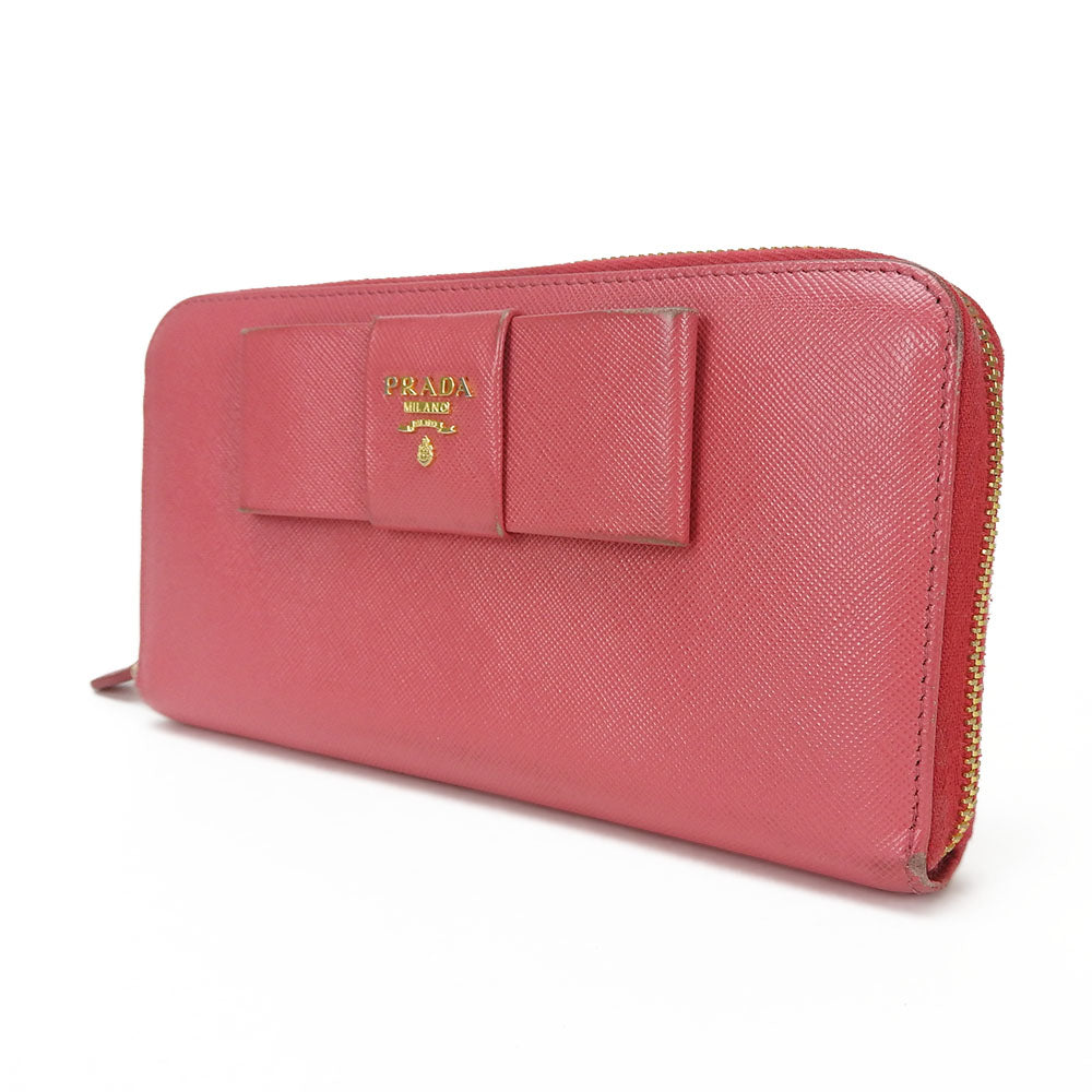 PRADA Long Wallet Purse 1ML506 Embossed leather pink Safiano