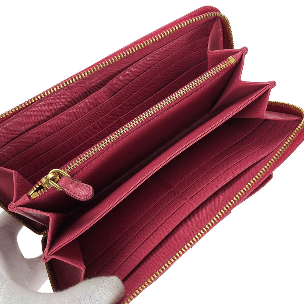 PRADA Long Wallet Purse 1ML506 Embossed leather pink Safiano