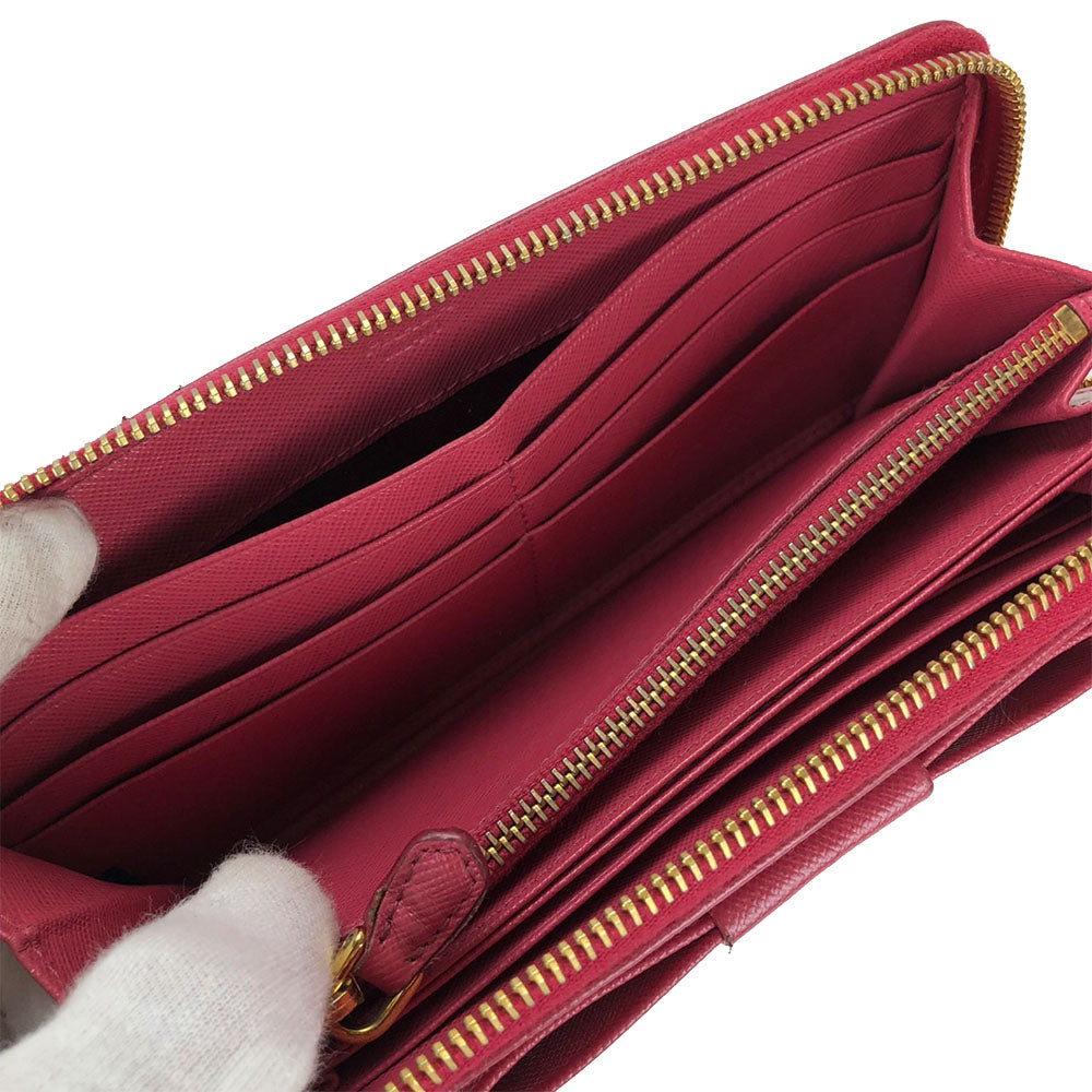 PRADA Long Wallet Purse 1ML506 Embossed leather pink Safiano