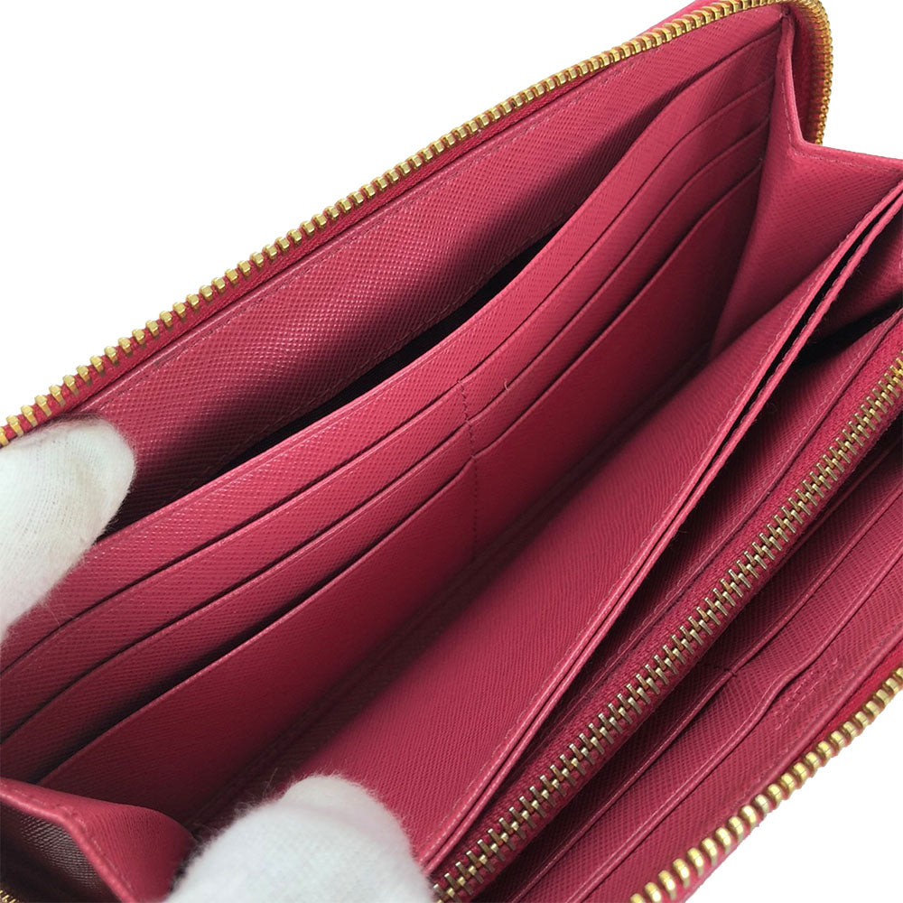 PRADA Long Wallet Purse 1ML506 Embossed leather pink Safiano