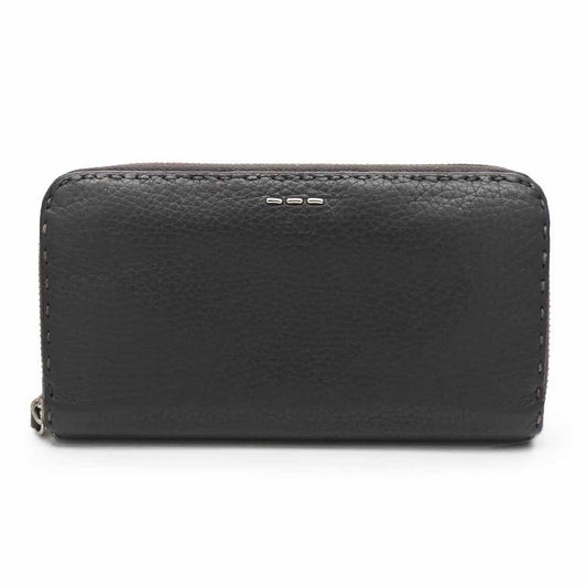 FENDI Long Wallet Purse 7M0210 leather gray Celeria