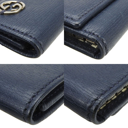 GUCCI Key case Key holder  256337 leather Navy Interlocking