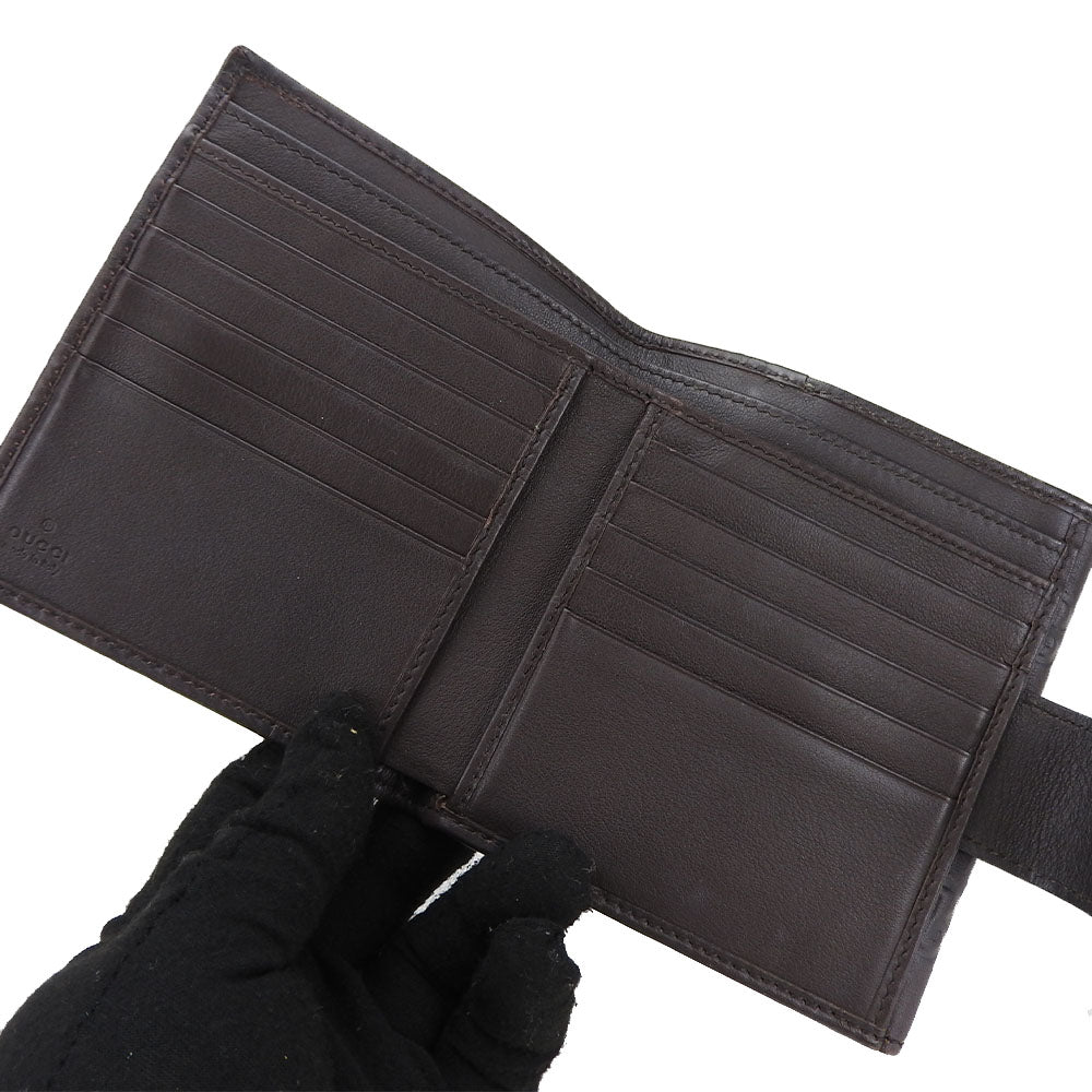 GUCCI Bifold Wallet 203549 Sima leather Brown Guccisima