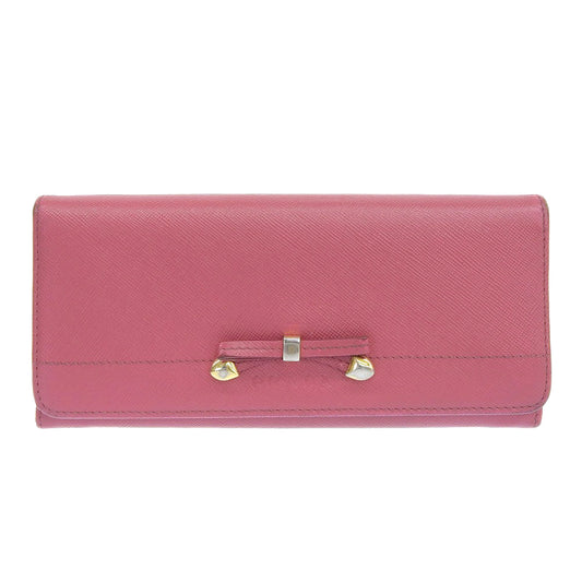 PRADA Long Wallet Purse 1M1132 Safiano pink ribbon