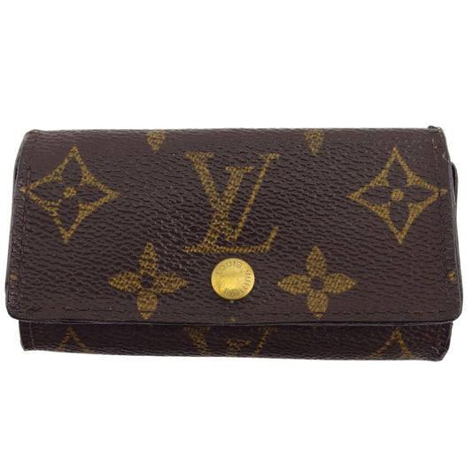 LOUIS VUITTON Key case Key holder Brown x beige x gold Multicles4