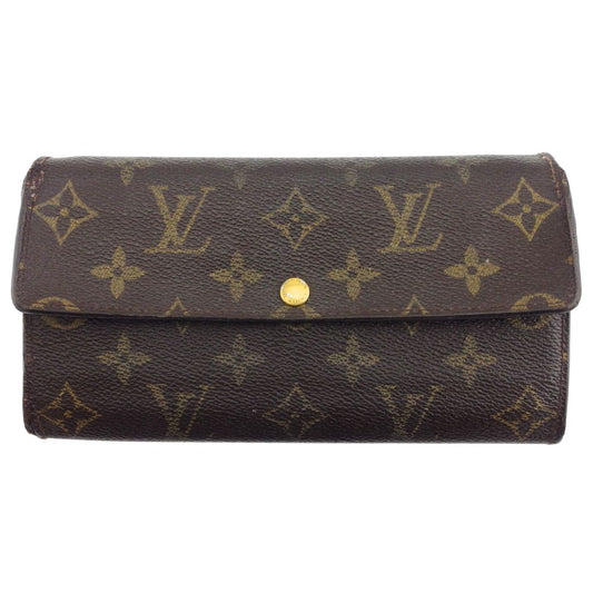 LOUIS VUITTON Long Wallet Purse Brown x beige Portefeuille Sara