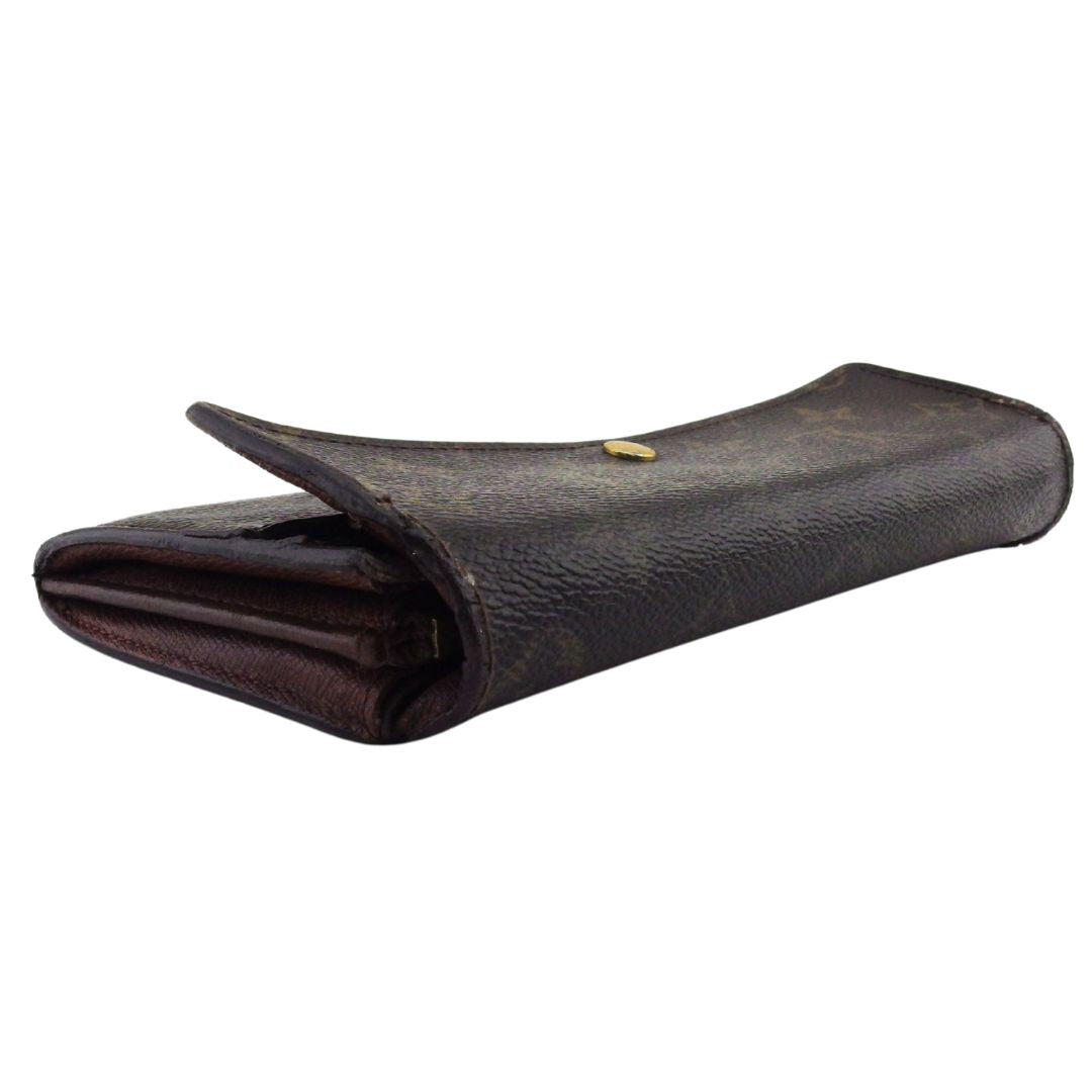 LOUIS VUITTON Long Wallet Purse Brown x beige Portefeuille Sara