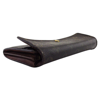 LOUIS VUITTON Long Wallet Purse Brown x beige Portefeuille Sara