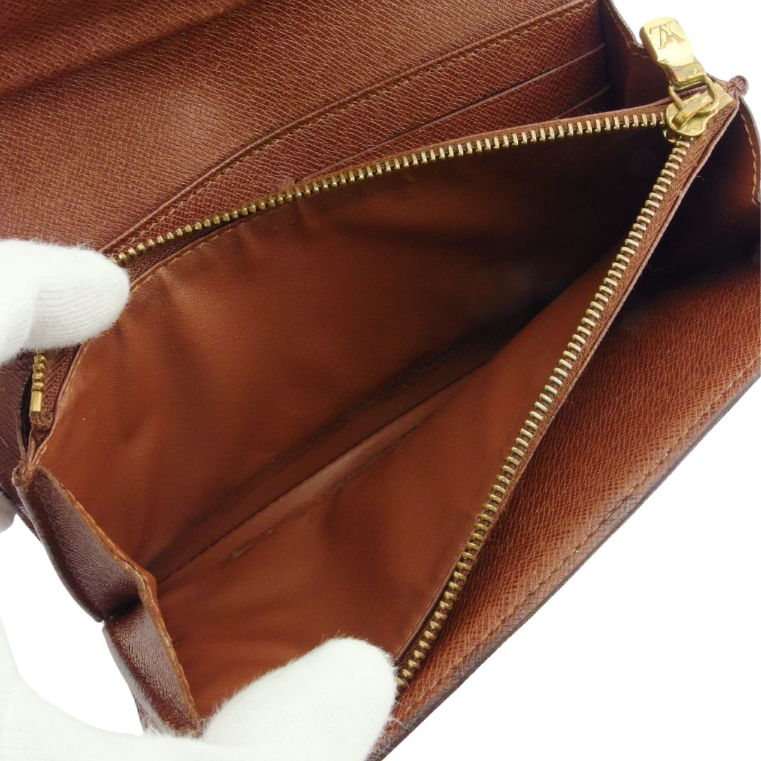 LOUIS VUITTON Long Wallet Purse Brown x beige Portefeuille Sara