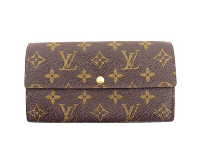 LOUIS VUITTON Long Wallet Purse M61725 Brown beige Pochette Porto MonÃ©credi