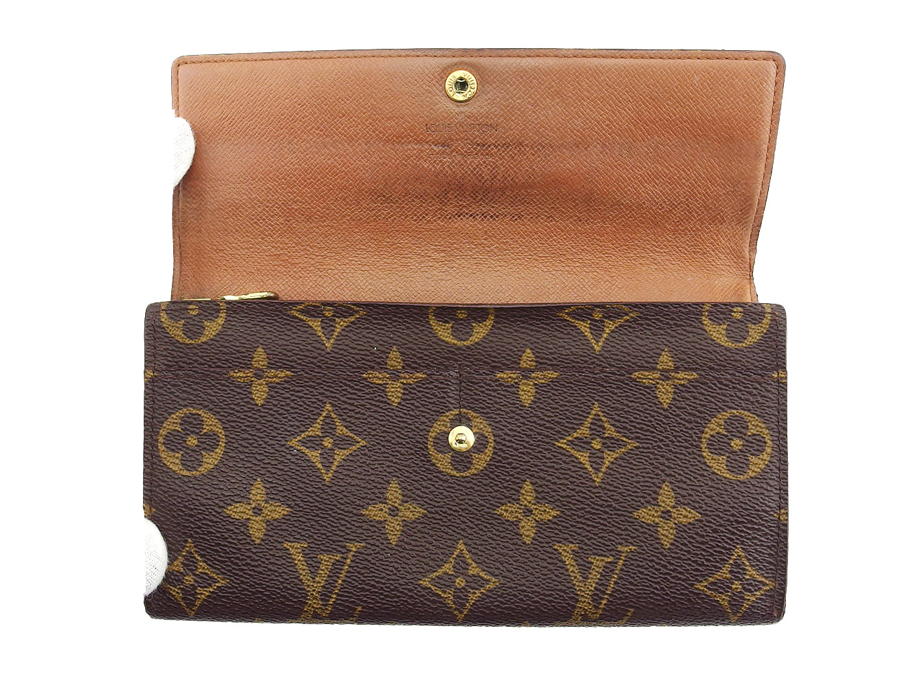 LOUIS VUITTON Long Wallet Purse M61725 Brown beige Pochette Porto MonÃ©credi