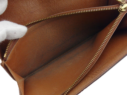 LOUIS VUITTON Long Wallet Purse M61725 Brown beige Pochette Porto MonÃ©credi