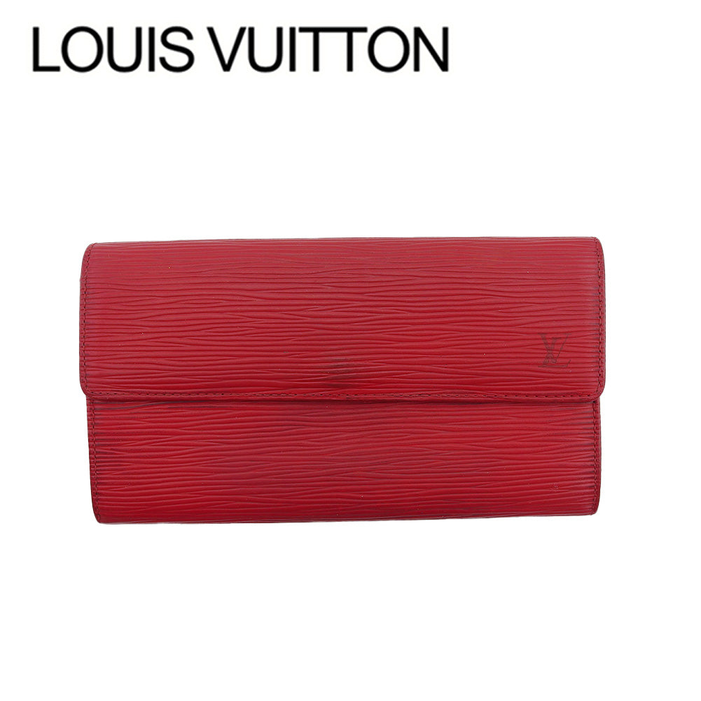 LOUIS VUITTON Long Wallet Purse M63577 Red Pochette Porto MonÃ©credi