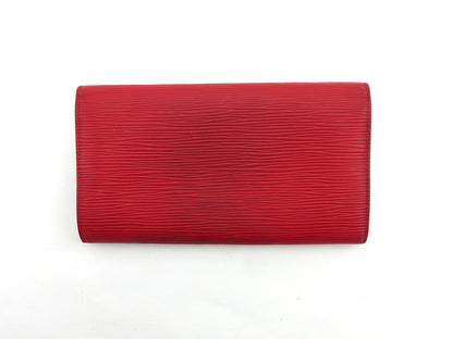 LOUIS VUITTON Long Wallet Purse M63577 Red Pochette Porto MonÃ©credi