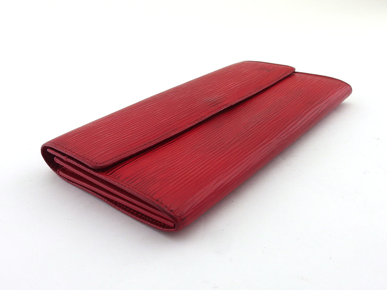 LOUIS VUITTON Long Wallet Purse M63577 Red Pochette Porto MonÃ©credi