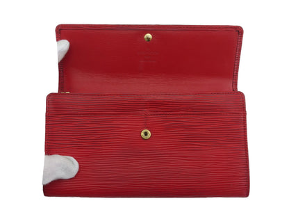 LOUIS VUITTON Long Wallet Purse M63577 Red Pochette Porto MonÃ©credi