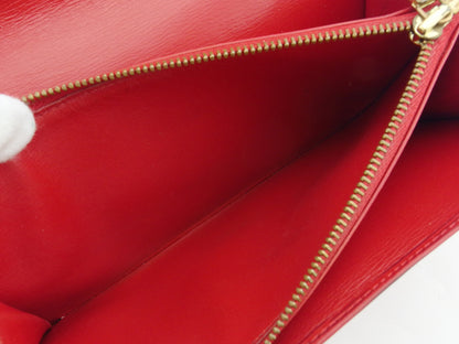 LOUIS VUITTON Long Wallet Purse M63577 Red Pochette Porto MonÃ©credi