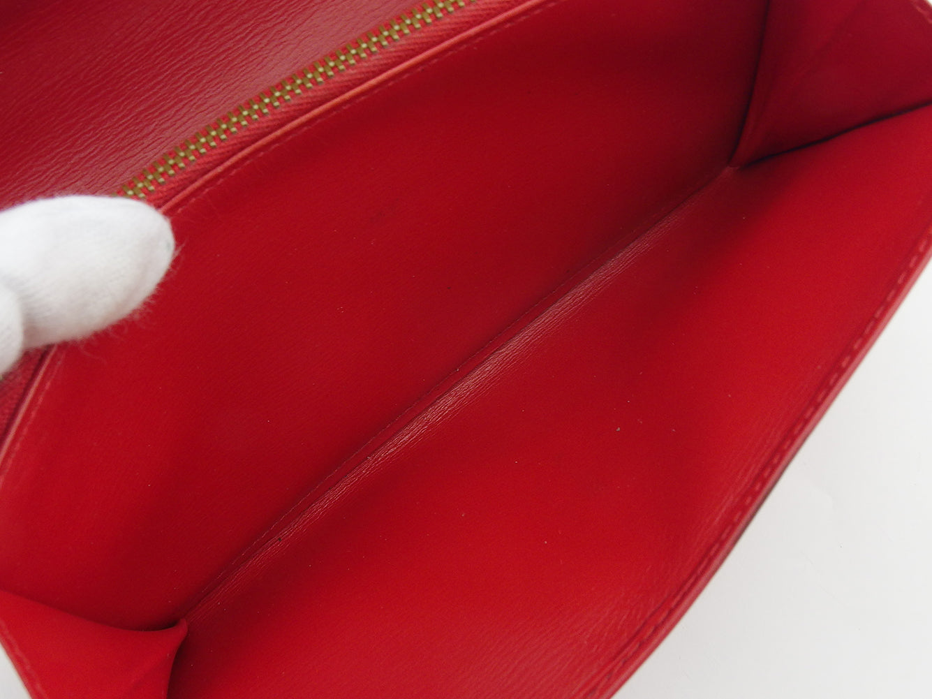 LOUIS VUITTON Long Wallet Purse M63577 Red Pochette Porto MonÃ©credi