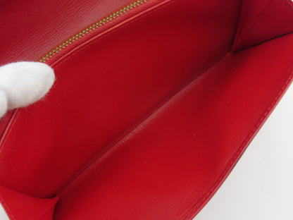 LOUIS VUITTON Long Wallet Purse M63577 Red Pochette Porto MonÃ©credi