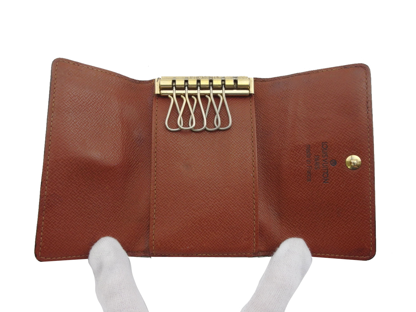LOUIS VUITTON Key case Key holder Brown x beige Multicles6