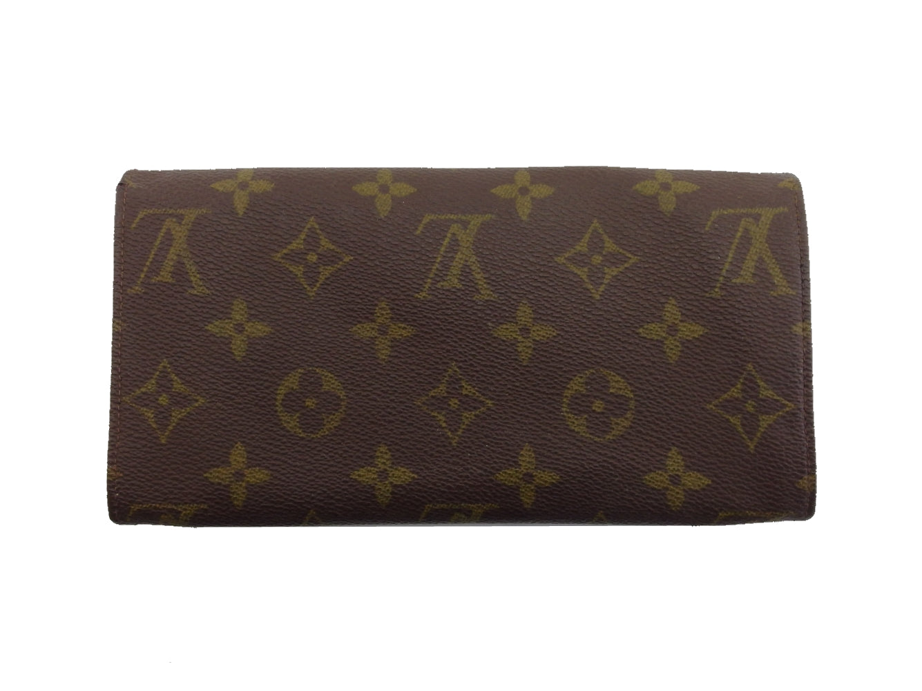 LOUIS VUITTON Long Wallet Purse Brown x beige Pochette Porto MonÃ©credi